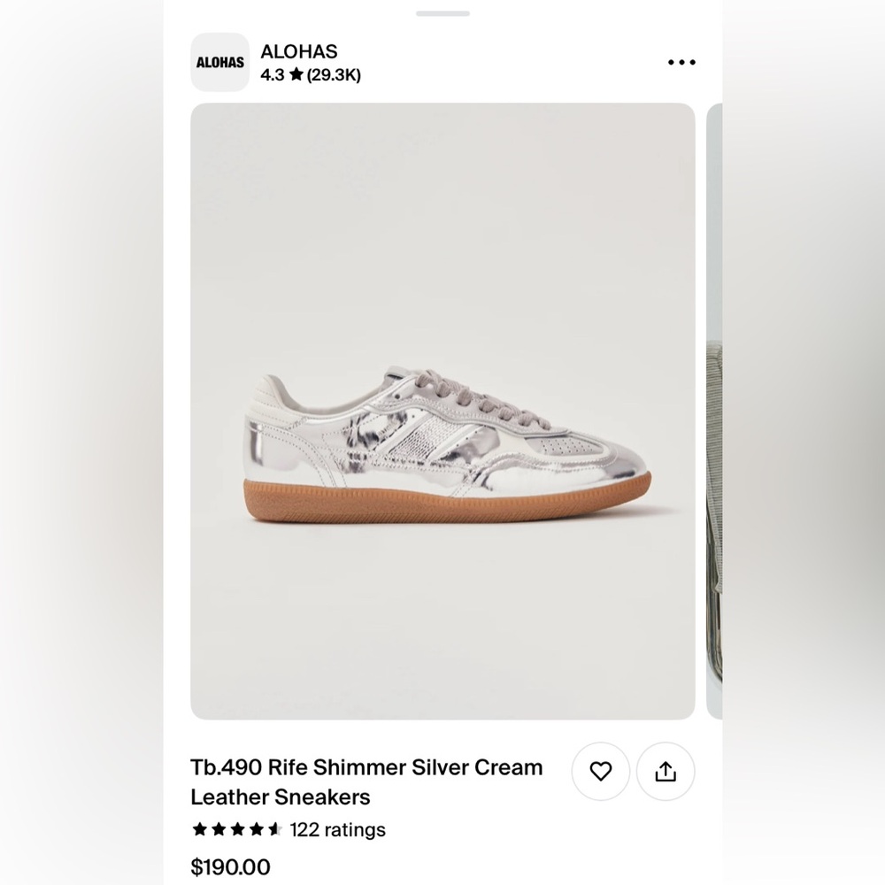 Tb.490 Alohas Rife shimmer silver cream leather sneakers